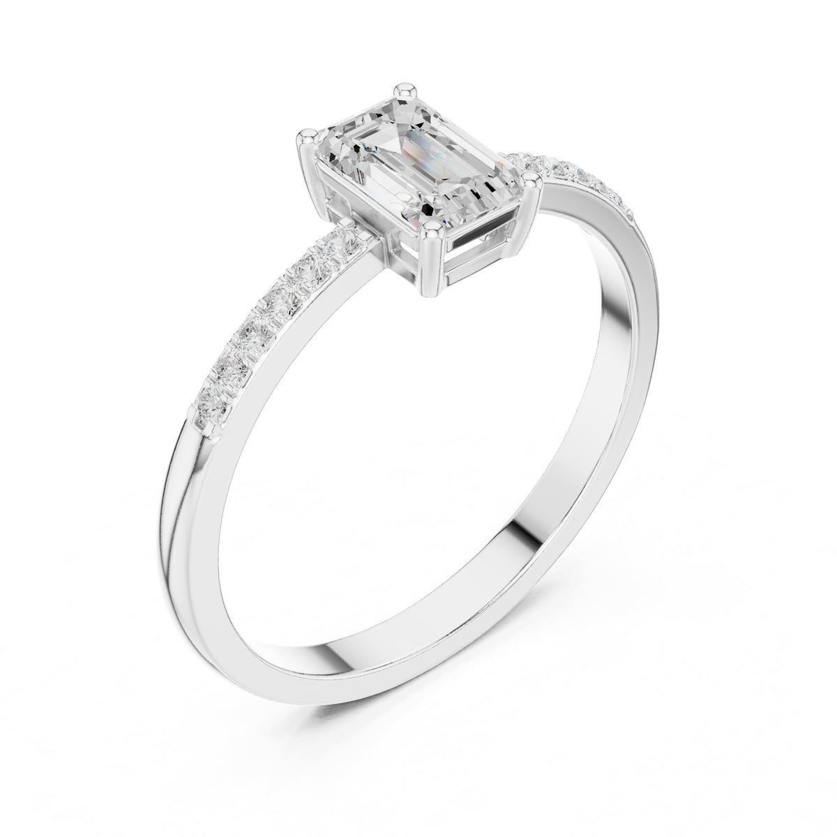 Emerald Accented Lab Grown Diamond Engagement Ring