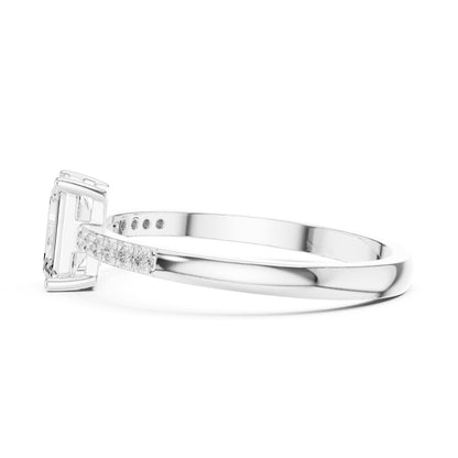 Emerald Accented Lab Grown Diamond Engagement Ring