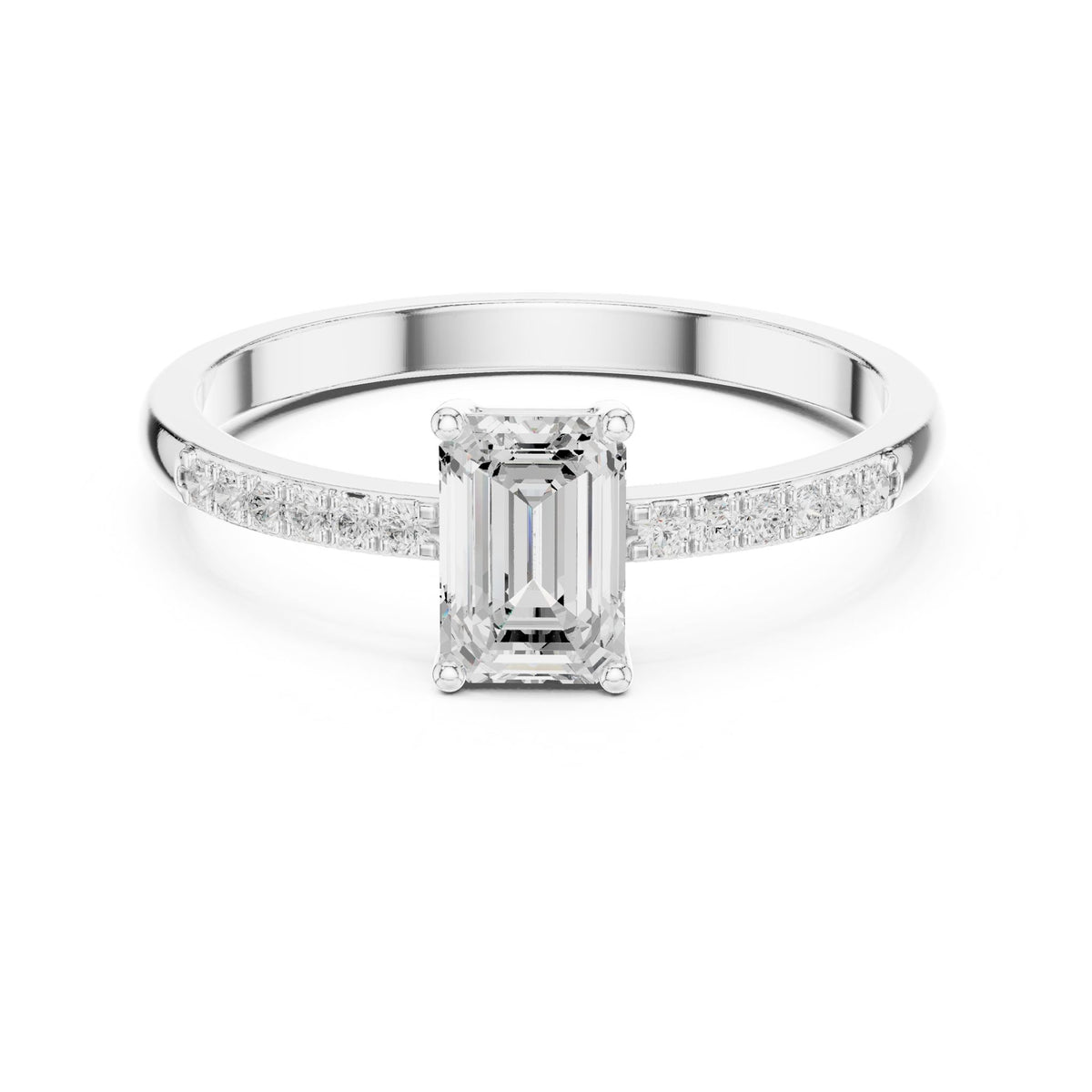 Emerald Accented Lab Grown Diamond Engagement Ring