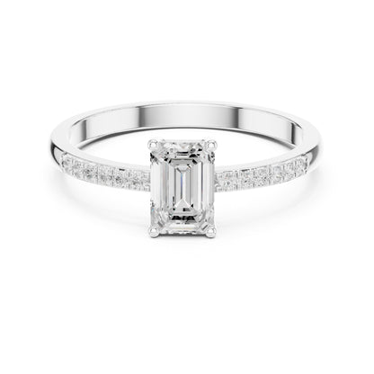 Emerald Accented Lab Grown Diamond Engagement Ring