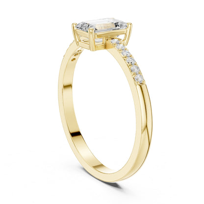 Emerald Accented Lab Grown Diamond Engagement Ring