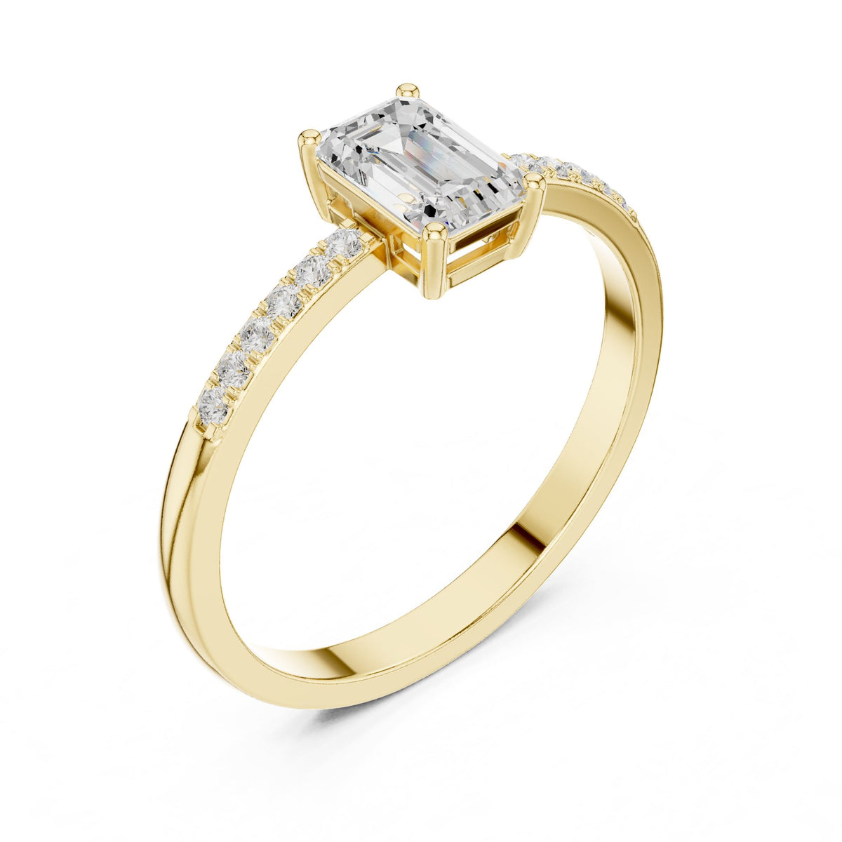 Emerald Accented Lab Grown Diamond Engagement Ring