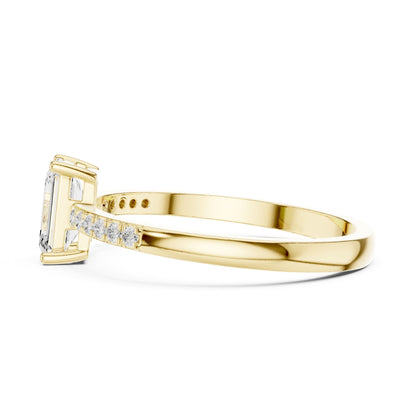 Emerald Accented Lab Grown Diamond Engagement Ring