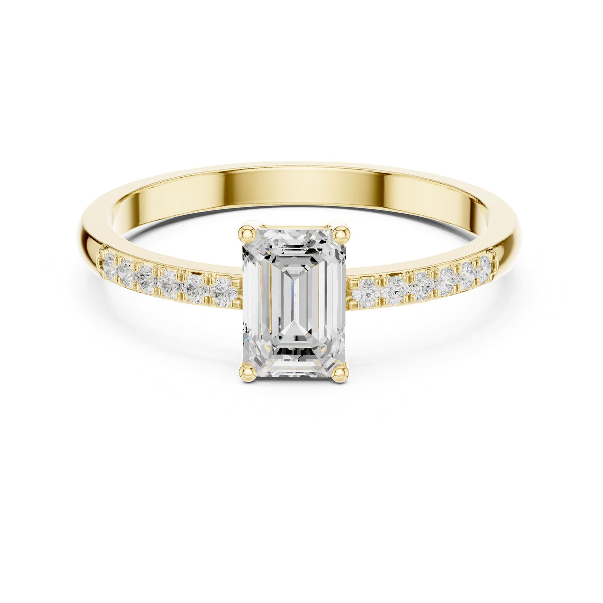 Emerald Accented Lab Grown Diamond Engagement Ring