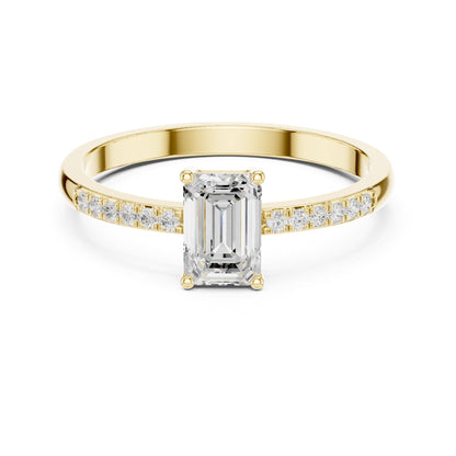 Emerald Accented Lab Grown Diamond Engagement Ring