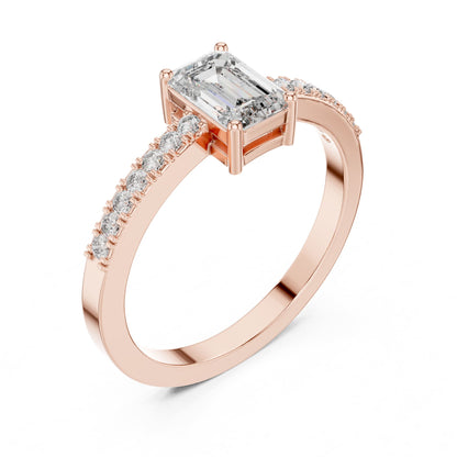 Emerald Accented Lab Grown Diamond Engagement Ring