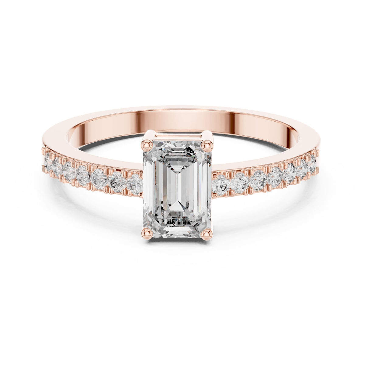 Emerald Accented Lab Grown Diamond Engagement Ring