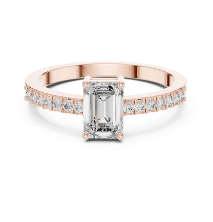 Emerald Accented Lab Grown Diamond Engagement Ring