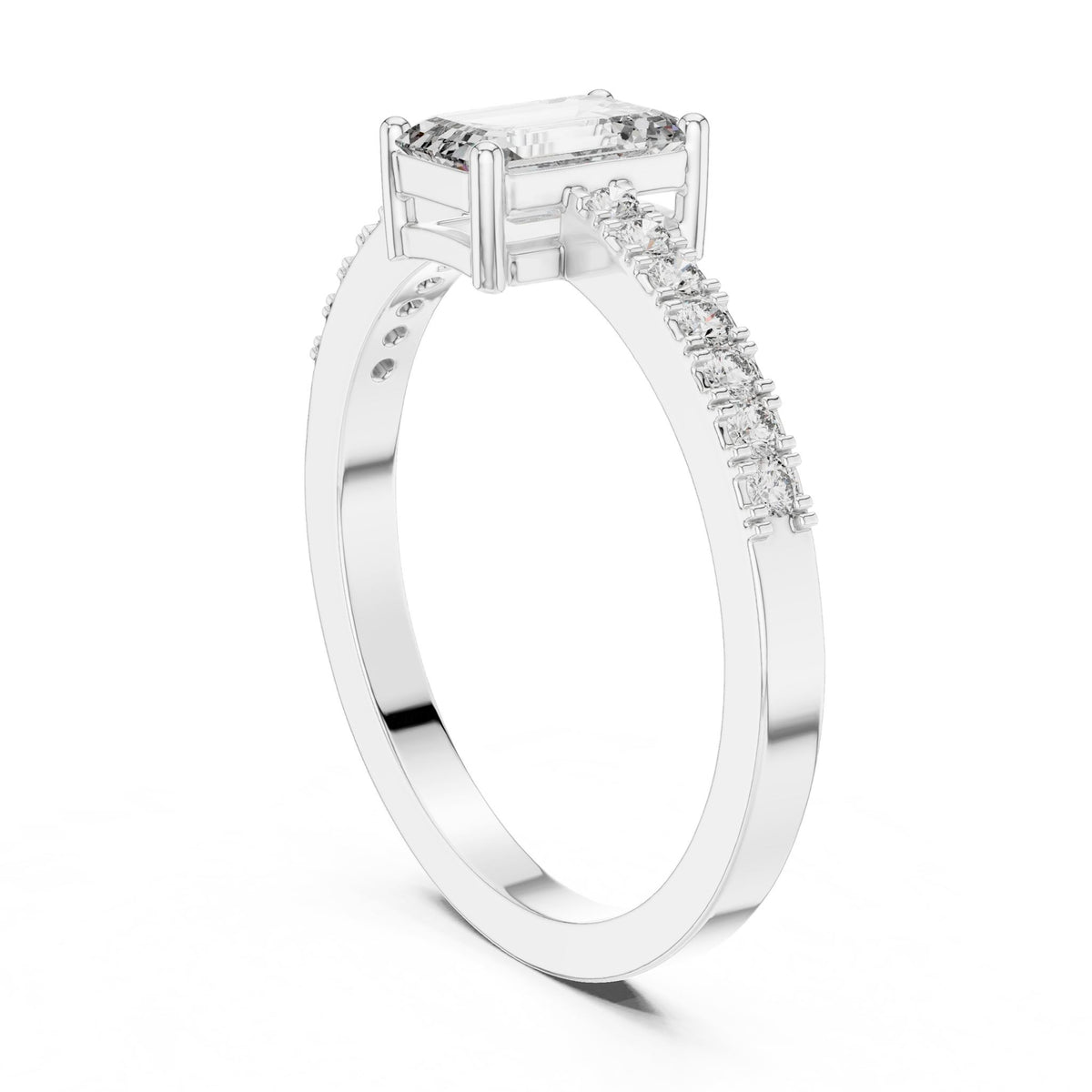 Emerald Accented Lab Grown Diamond Engagement Ring