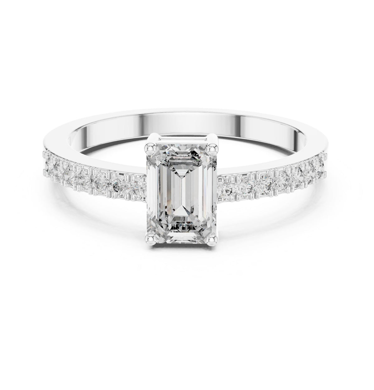 Emerald Accented Lab Grown Diamond Engagement Ring