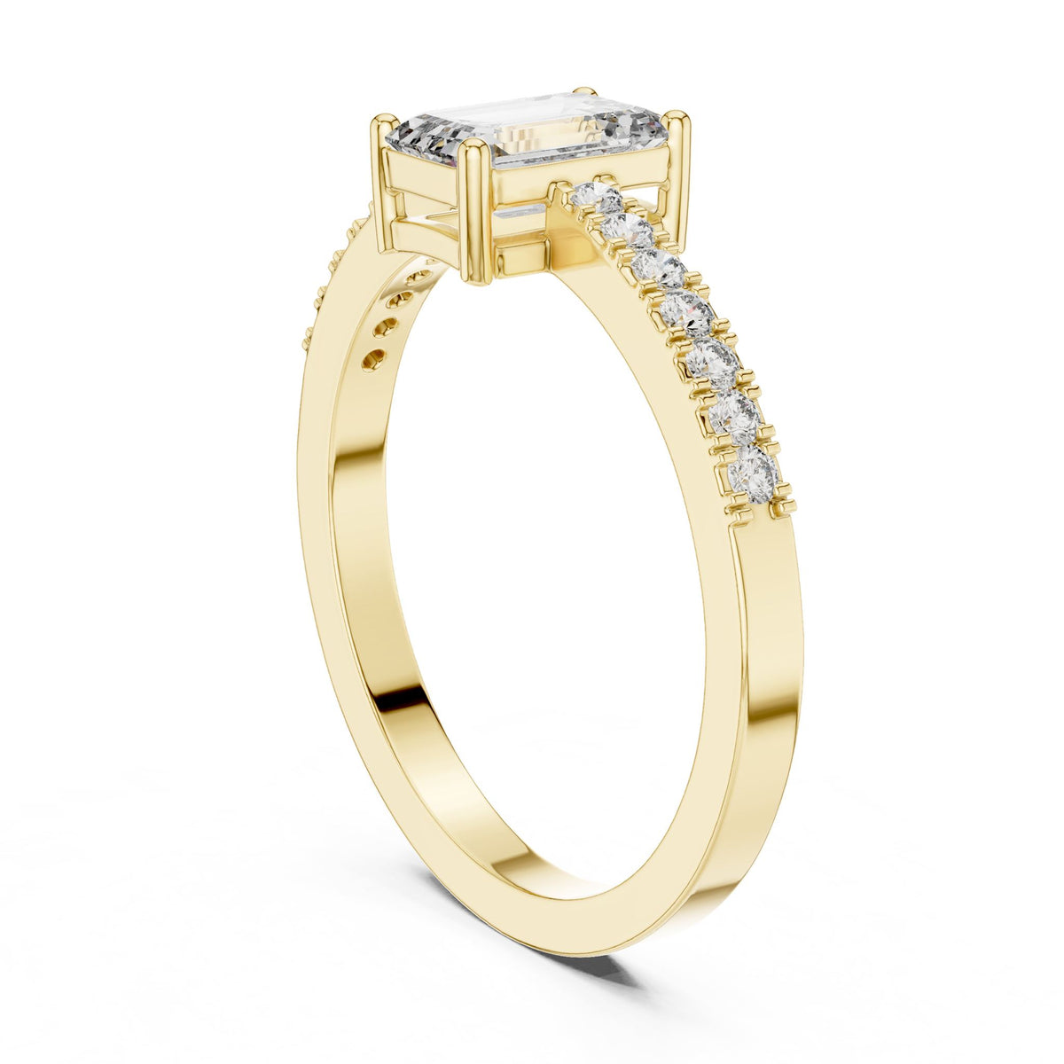 Emerald Accented Lab Grown Diamond Engagement Ring