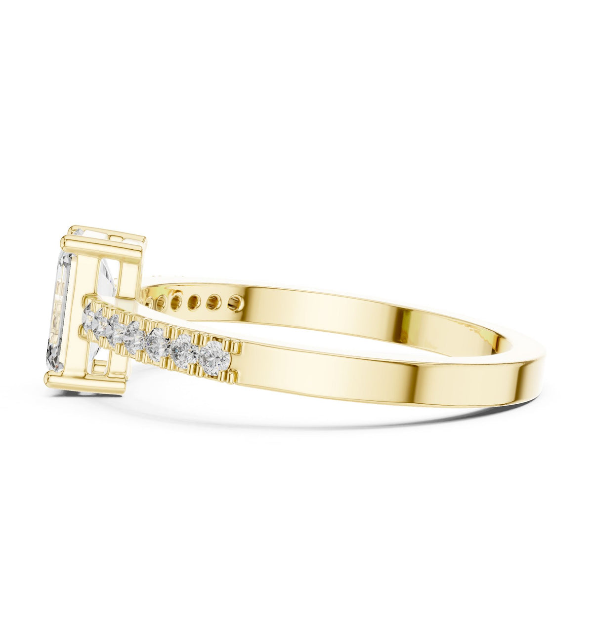 Emerald Accented Lab Grown Diamond Engagement Ring