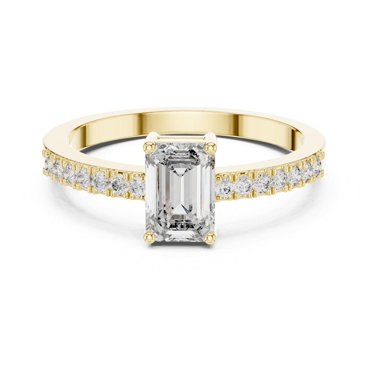 Emerald Accented Lab Grown Diamond Engagement Ring
