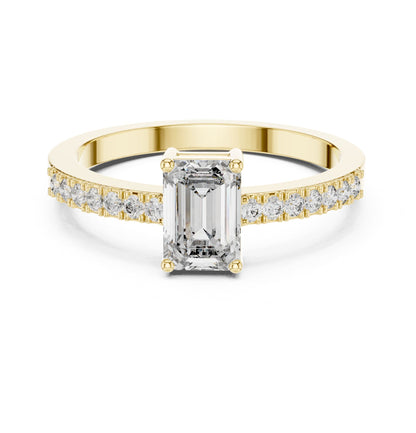 Emerald Accented Lab Grown Diamond Engagement Ring