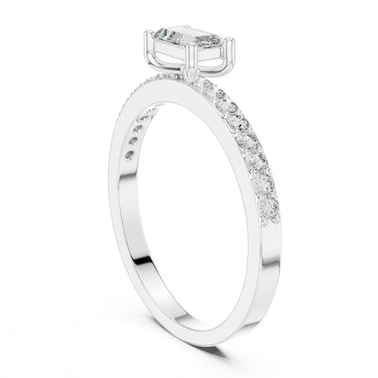 Emerald Accented Lab Grown Diamond Engagement Ring