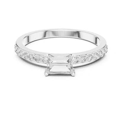 Emerald Accented Lab Grown Diamond Engagement Ring