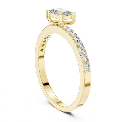 Emerald Accented Lab Grown Diamond Engagement Ring
