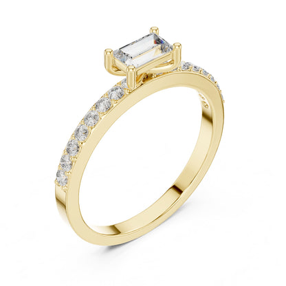 Emerald Accented Lab Grown Diamond Engagement Ring