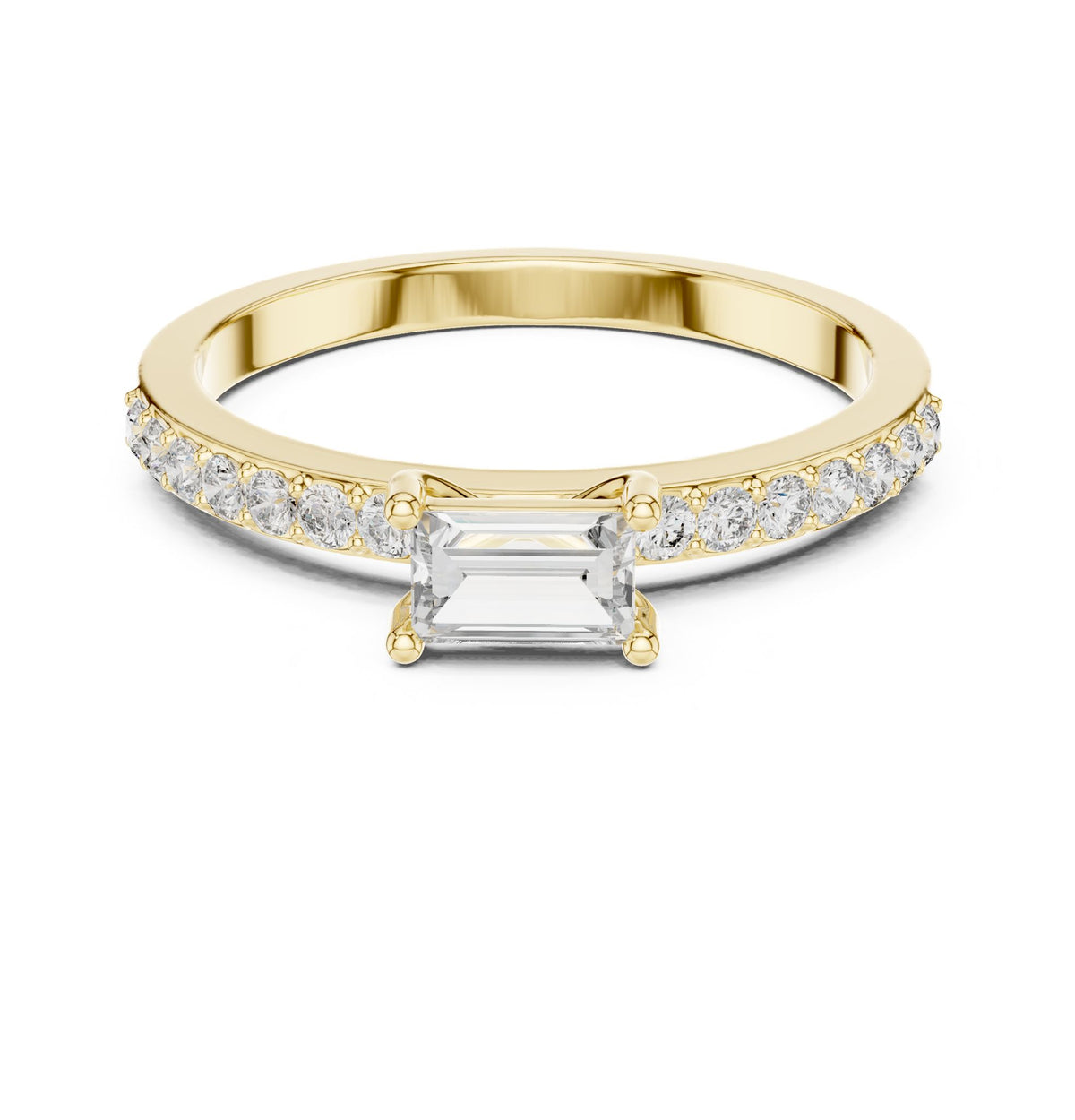 Emerald Accented Lab Grown Diamond Engagement Ring