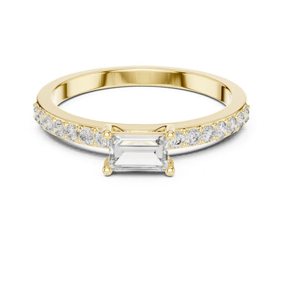 Emerald Accented Lab Grown Diamond Engagement Ring