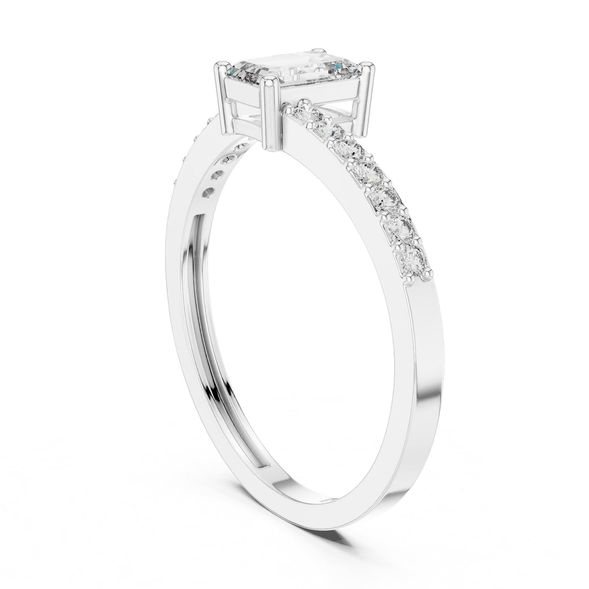 Emerald Accented Lab Grown Diamond Engagement Ring