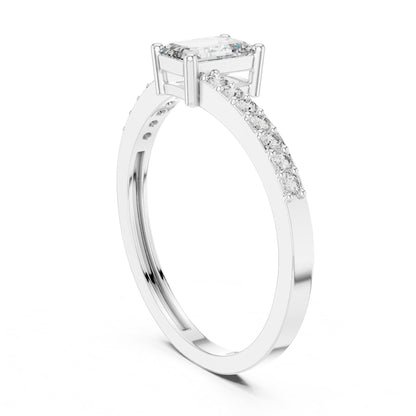 Emerald Accented Lab Grown Diamond Engagement Ring
