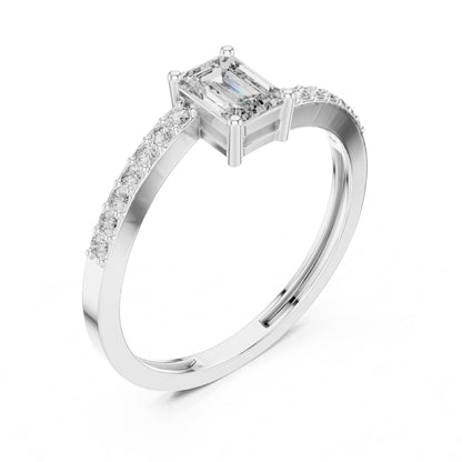 Emerald Accented Lab Grown Diamond Engagement Ring