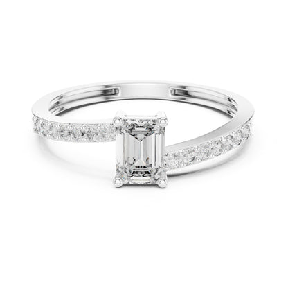 Emerald Accented Lab Grown Diamond Engagement Ring