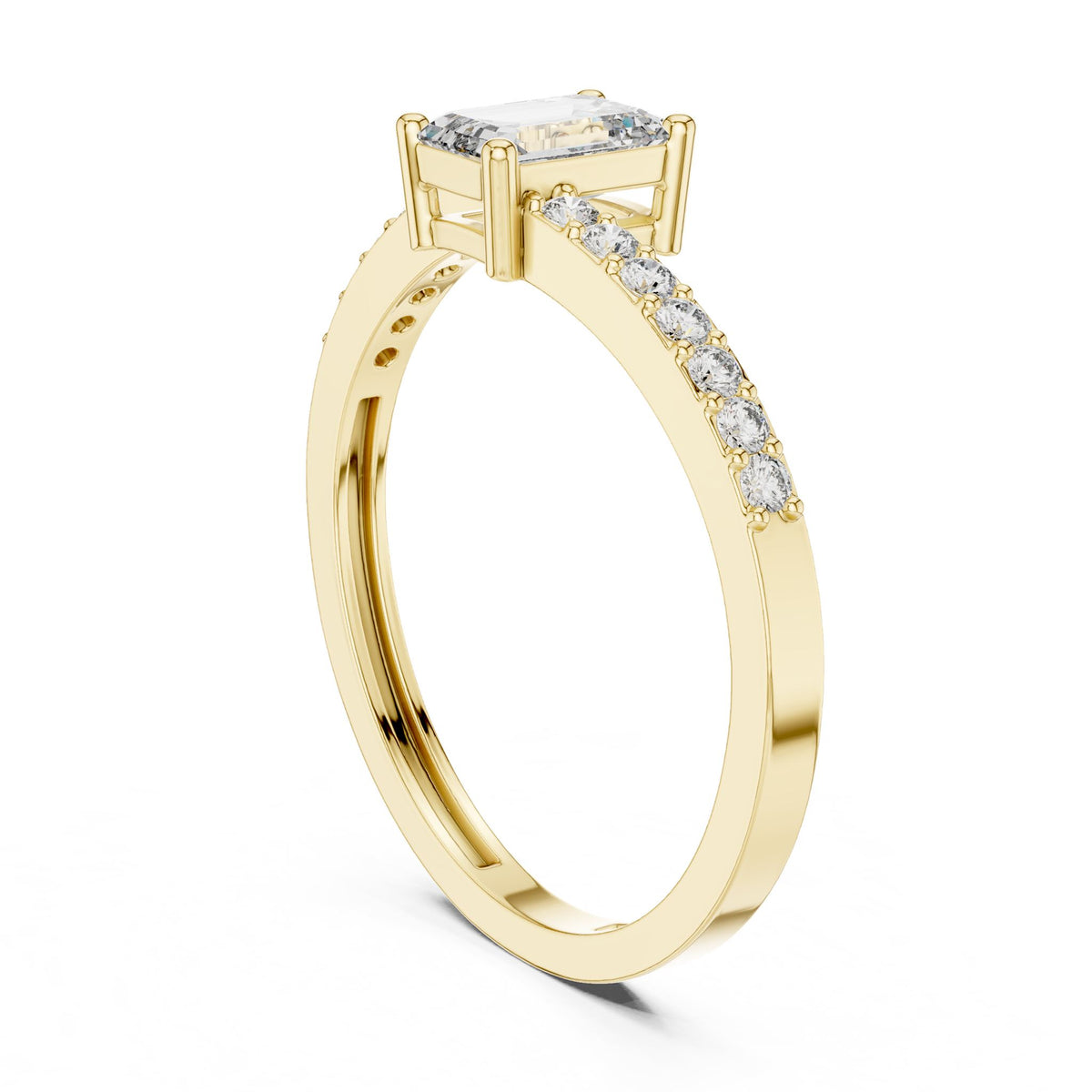 Emerald Accented Lab Grown Diamond Engagement Ring