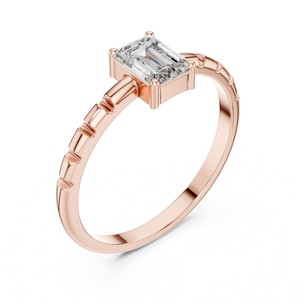 Emerald Accented Lab Grown Diamond Engagement Ring