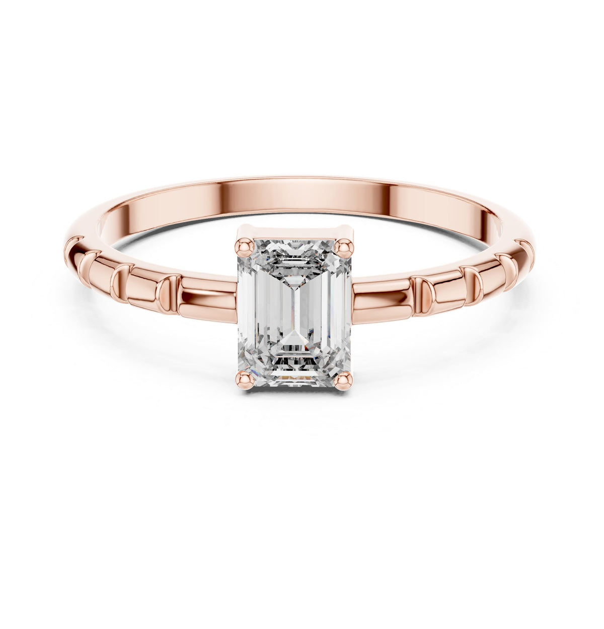 Emerald Accented Lab Grown Diamond Engagement Ring