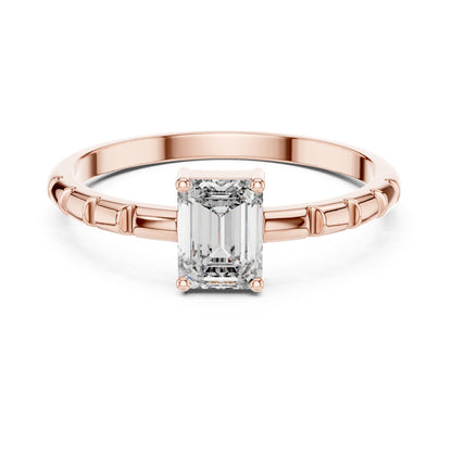 Emerald Accented Lab Grown Diamond Engagement Ring