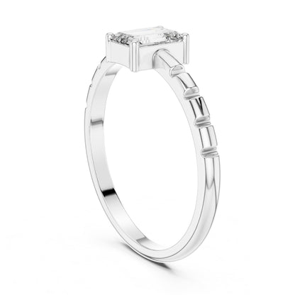 Emerald Accented Lab Grown Diamond Engagement Ring