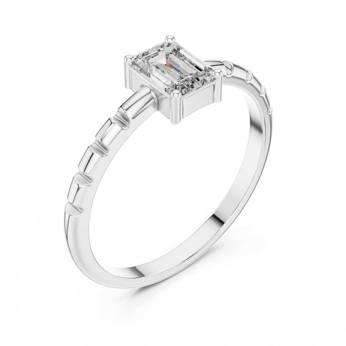 Emerald Accented Lab Grown Diamond Engagement Ring