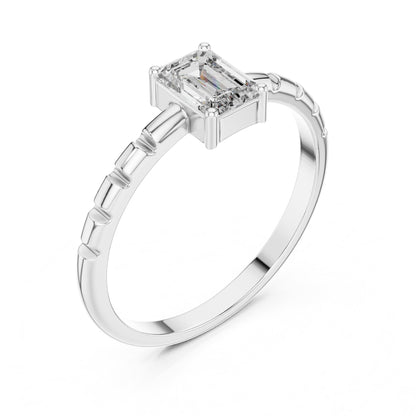 Emerald Accented Lab Grown Diamond Engagement Ring