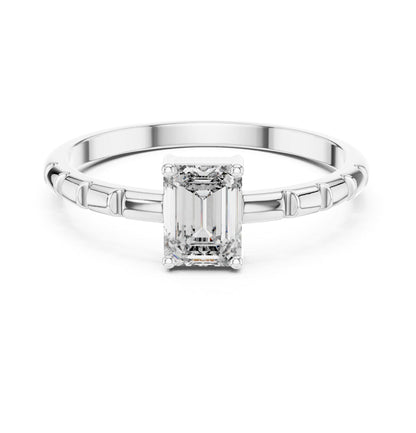 Emerald Accented Lab Grown Diamond Engagement Ring