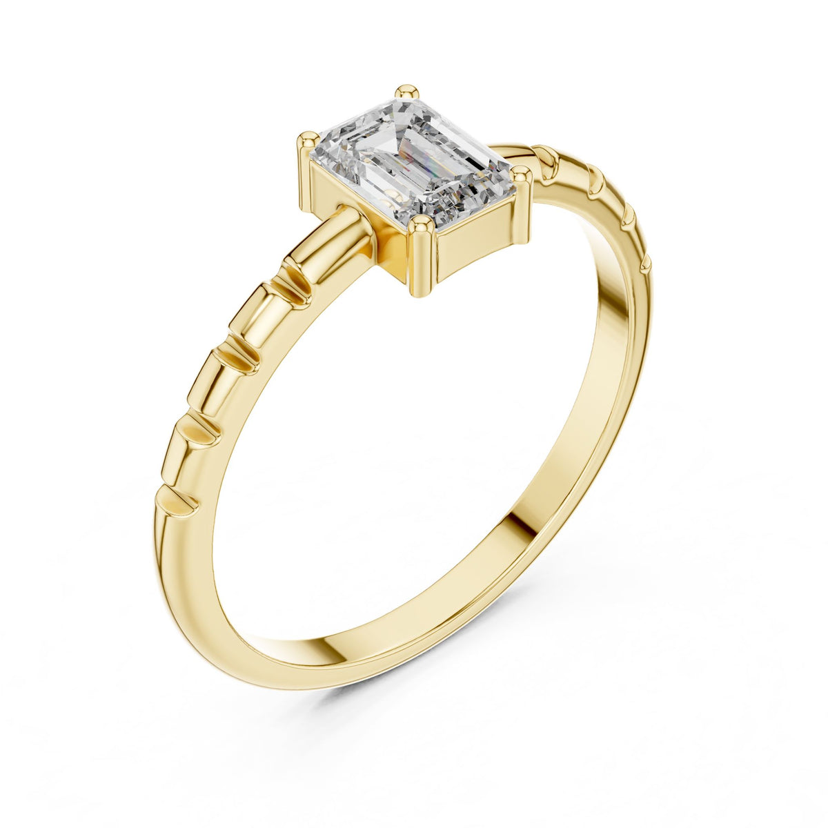 Emerald Accented Lab Grown Diamond Engagement Ring