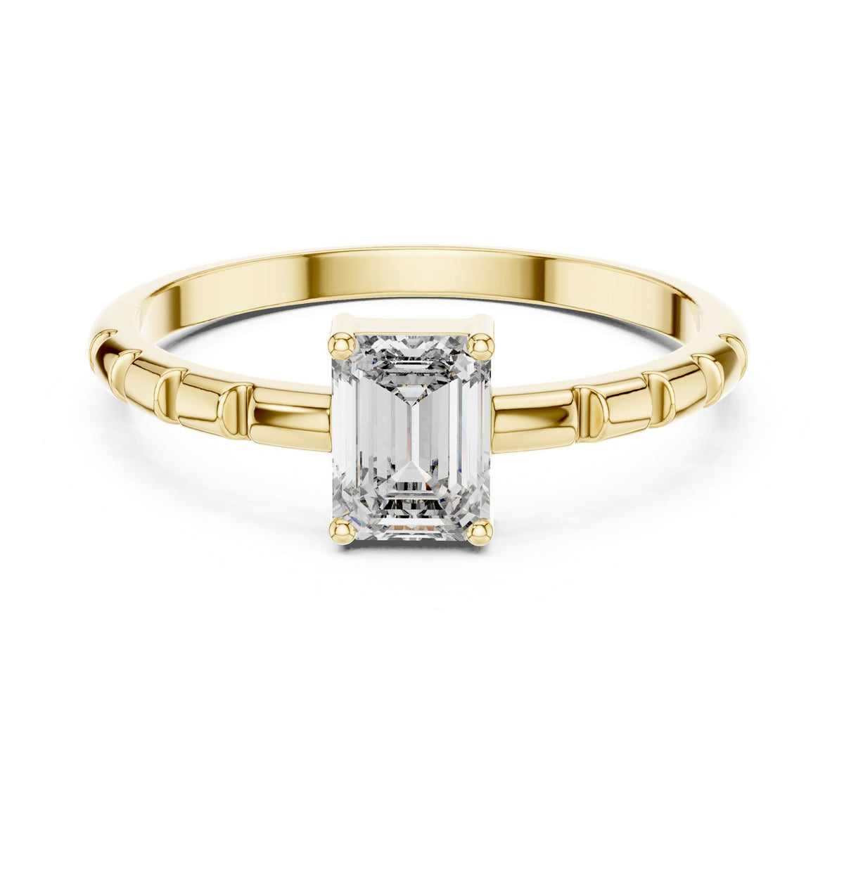 Emerald Accented Lab Grown Diamond Engagement Ring