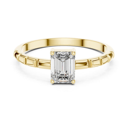 Emerald Accented Lab Grown Diamond Engagement Ring