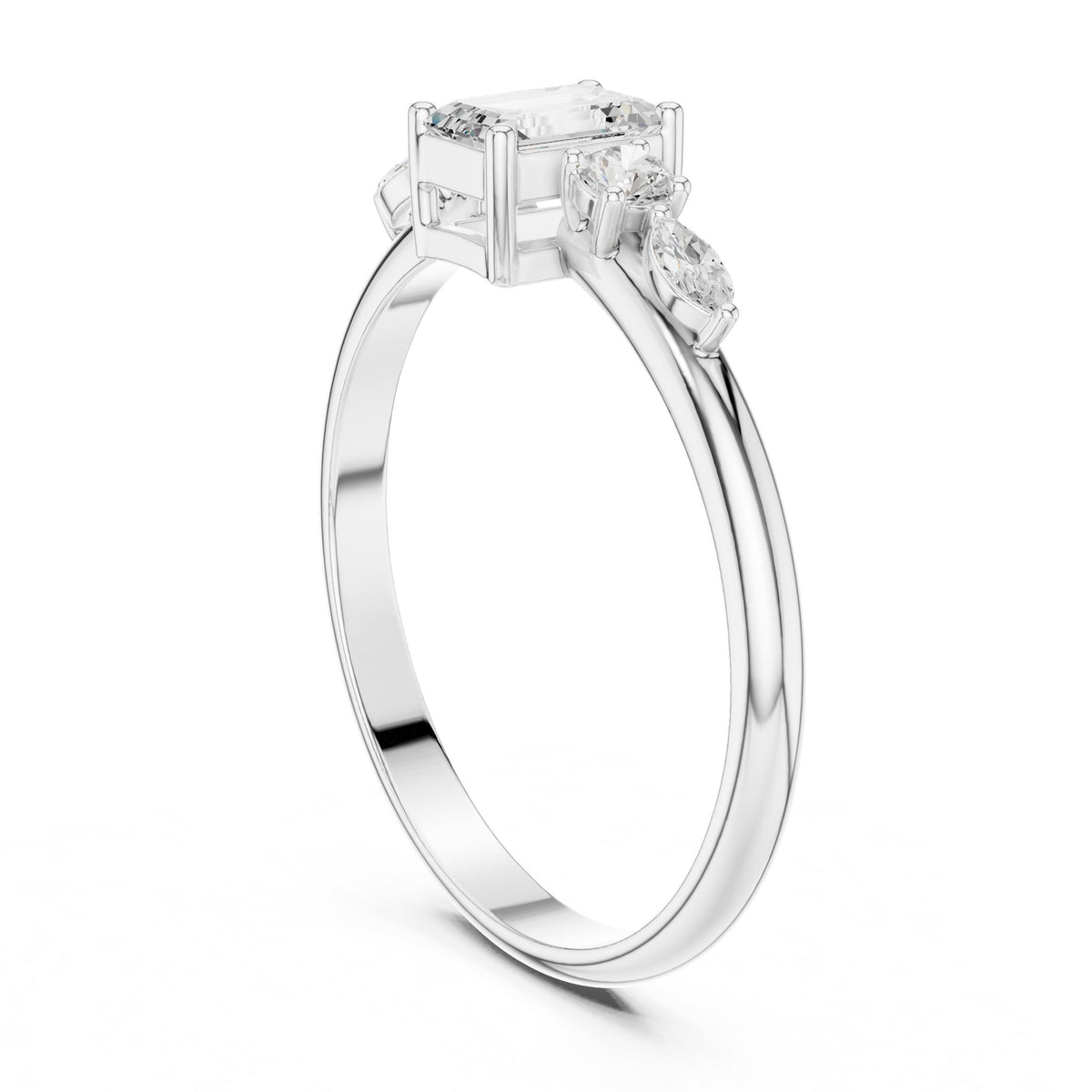 Emerald Accented Lab Grown Diamond Engagement Ring