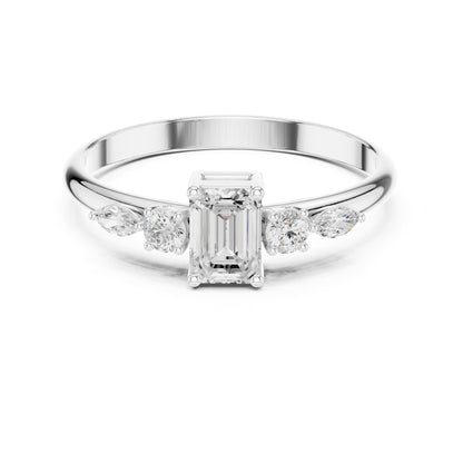 Emerald Accented Lab Grown Diamond Engagement Ring