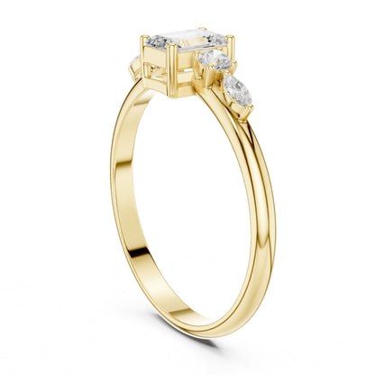 Emerald Accented Lab Grown Diamond Engagement Ring