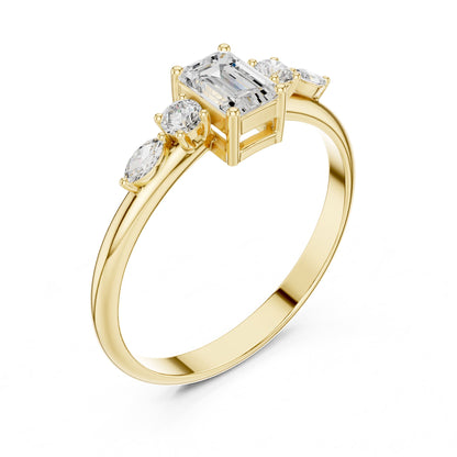 Emerald Accented Lab Grown Diamond Engagement Ring