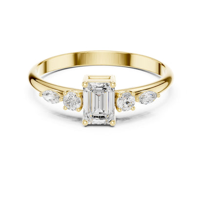 Emerald Accented Lab Grown Diamond Engagement Ring