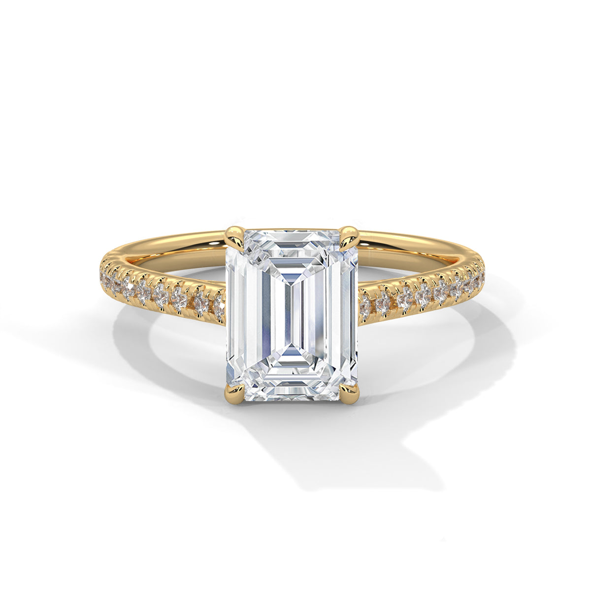 Emerald Accented Lab Grown Diamond Engagement Ring