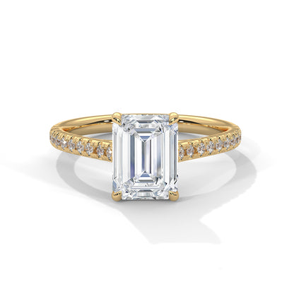 Emerald Accented Lab Grown Diamond Engagement Ring
