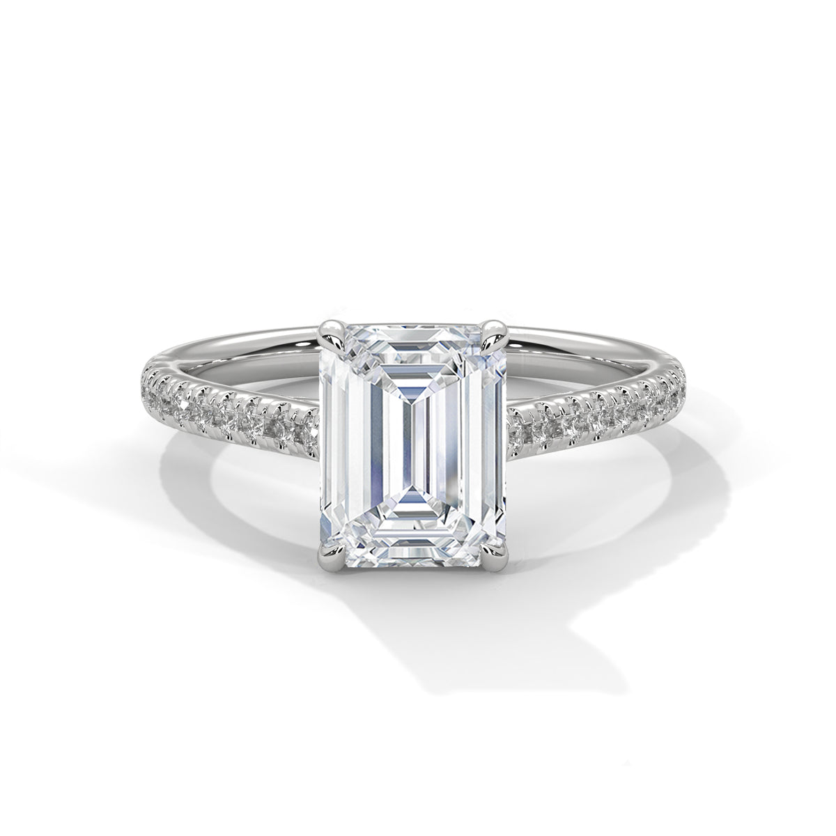 Emerald Accented Lab Grown Diamond Engagement Ring