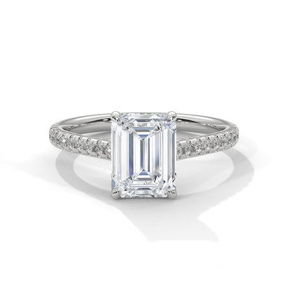 Emerald Accented Lab Grown Diamond Engagement Ring