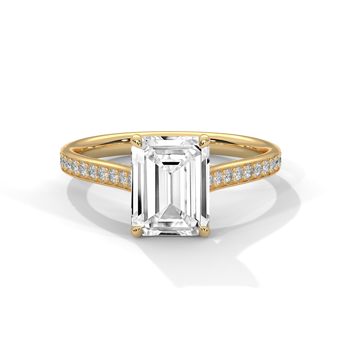 Emerald Accented Lab Grown Diamond Engagement Ring