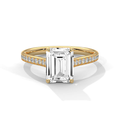Emerald Accented Lab Grown Diamond Engagement Ring